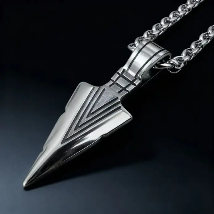 HNSP 316L Acero inoxidable vikingo colgante lanza collar para hombres estilo Punk accesorio de joyería 1