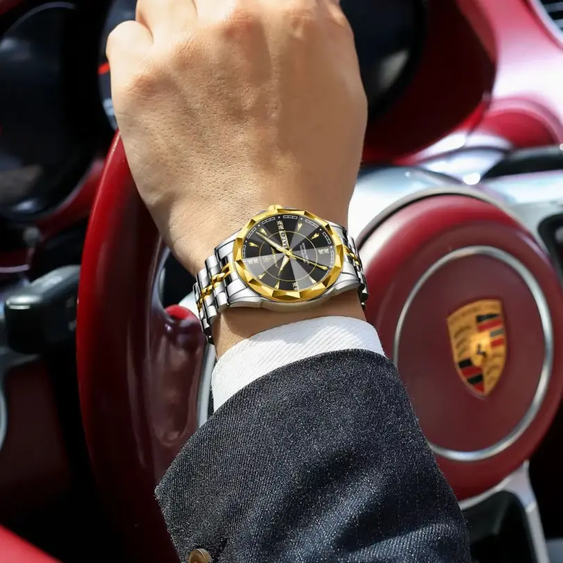 Reloj POEDAGAR Original de Alta Calidad para Hombre, Resistente al Agua, Luminoso, con Fecha y Día de la Semana, Reloj de Lujo para Hombre, Reloj de Cuarzo de Acero Inoxidable 6