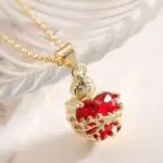 collares con colgante de corazón de cristal rojo con cadena de Color dorado a la moda para mujer, joyería ostentosa 5 collares con colgante de corazón de cristal rojo con cadena de Color dorado a la moda para mujer, joyería ostentosa 5