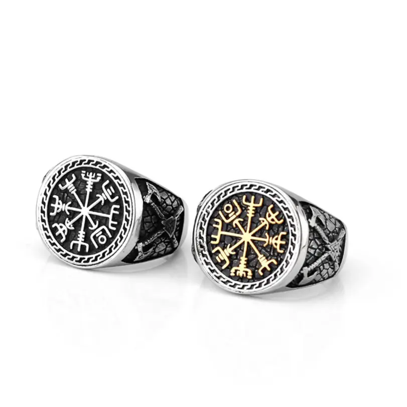 Anillo de runas vikingas de acero inoxidable HNSP 316L para hombre, anillo de tendencia nórdica, accesorios de joyería para dedo masculino 6