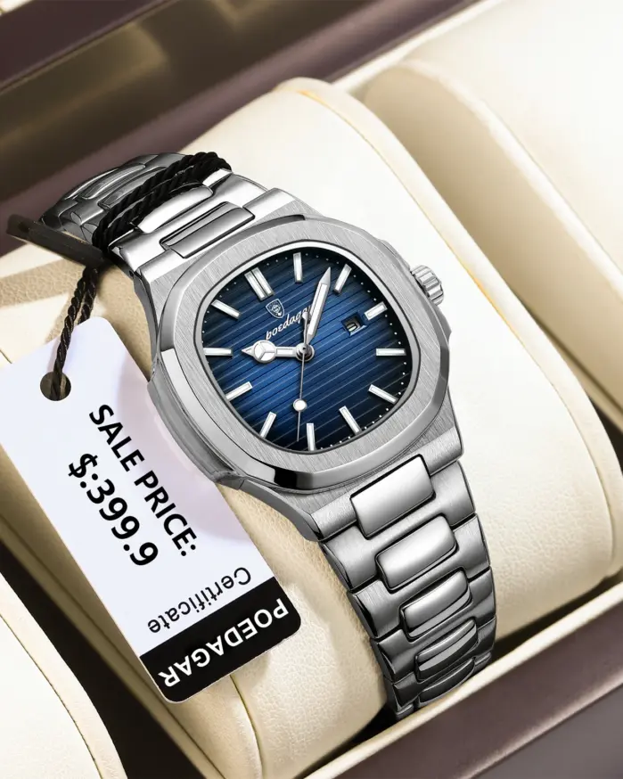 Reloj de pulsera POEDAGAR elegante para mujer, reloj luminoso resistente al agua con calendario para mujer, relojes cuadrados de cuarzo de acero inoxidable para mujer 2
