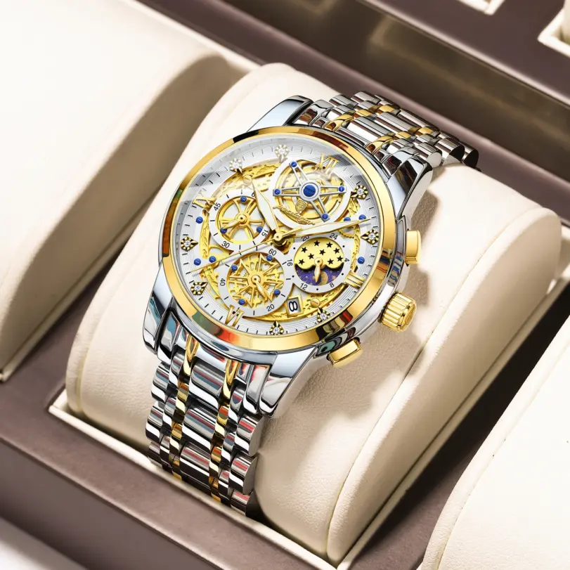 Reloj POEDAGAR de lujo a la moda para hombre, Reloj de pulsera resistente al agua con fecha luminosa para hombre, cronógrafo de acero inoxidable, relojes de cuarzo para hombre 1