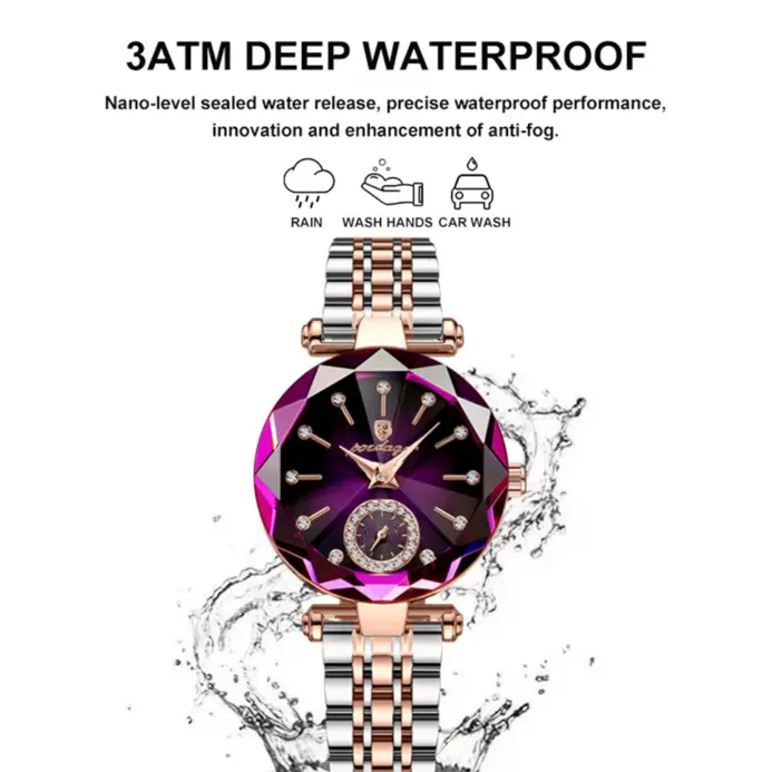 Reloj de pulsera POEDAGAR de lujo para mujer, Reloj elegante resistente al agua de acero inoxidable para vestido de mujer, relojes de cuarzo con diamantes para mujer 2