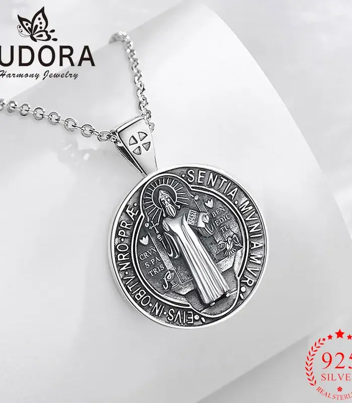 collar de plata de ley 925 con amuleto de Cruz Vintage, colgante religioso, regalo de joyería exquisito para hombres y mujeres 1