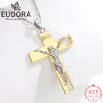 collar con crucifijo de Plata de Ley 925, cruz de Jesús, colgante de oro de 18K, amuleto cristiano, joyería creativa, regalo para hombres y mujeres 1