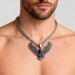 HNSP 316L Acero inoxidable estilo vikingo collar con colgante de águila para hombres accesorios de joyería gótica Punk 3