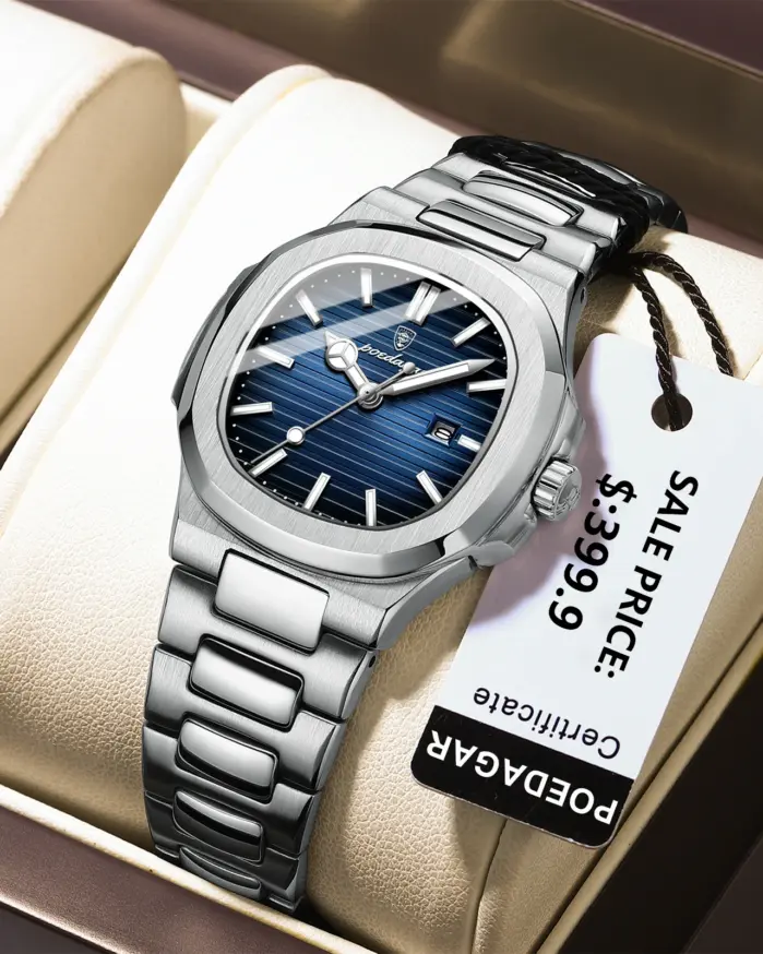 Reloj de pulsera POEDAGAR elegante para mujer, reloj luminoso resistente al agua con calendario para mujer, relojes cuadrados de cuarzo de acero inoxidable para mujer 1