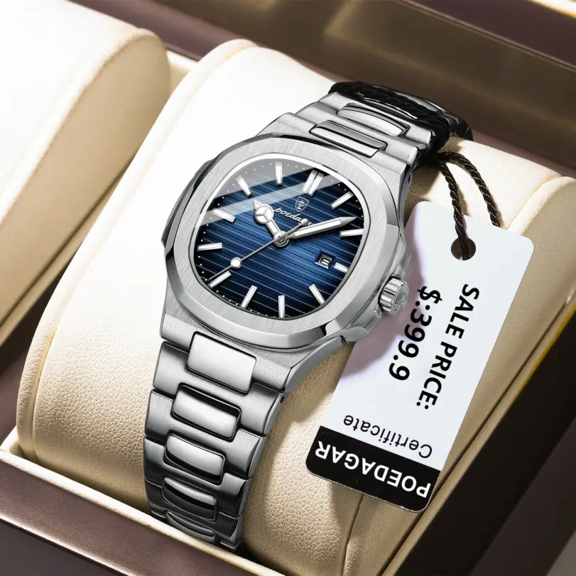 Reloj de pulsera POEDAGAR elegante para mujer, reloj luminoso resistente al agua con calendario para mujer, relojes cuadrados de cuarzo de acero inoxidable para mujer 1