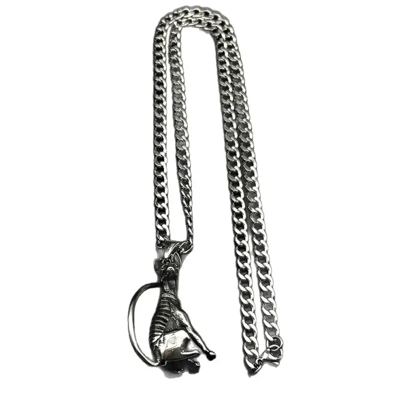 HNSP 316L Acero inoxidable esfinge gato colgante collar de cadena para hombres accesorios de joyería gótica 6