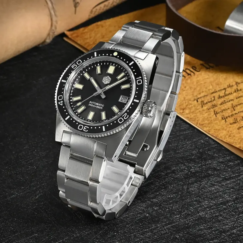 San Martin-Reloj de buceo mecánico automático para hombre, cronógrafo clásico de lujo de 37mm, zafiro, PT5000, SW200, fecha, 20Bar, luminoso, 62mas, nuevo 3