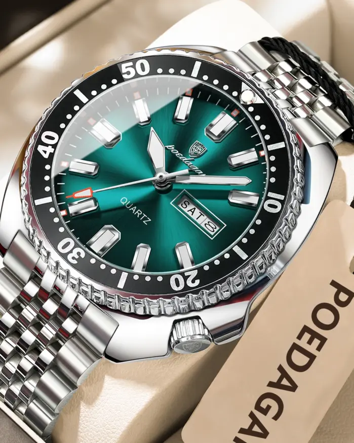 Reloj POEDAGAR de negocios para hombre con fecha y semana, reloj de pulsera luminoso resistente al agua de lujo para hombre, relojes deportivos de cuarzo de acero inoxidable para hombre 1
