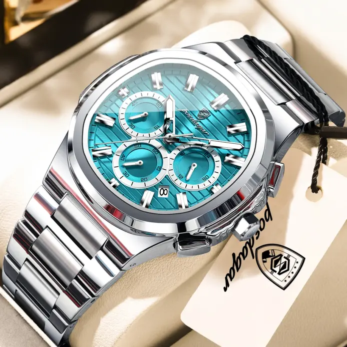 Reloj de Pulsera POEDAGAR de Alta Calidad para Hombre, Lujoso, Luminoso, con Fecha, de Acero Inoxidable, Cronógrafo, Reloj de Cuarzo de Moda para Hombre 1