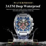 POEDAGAR, reloj de cuarzo de lujo para hombre, reloj militar deportivo para hombre, resistente al agua, luminoso, cronógrafo con fecha, correa de silicona, relojes para hombre 2