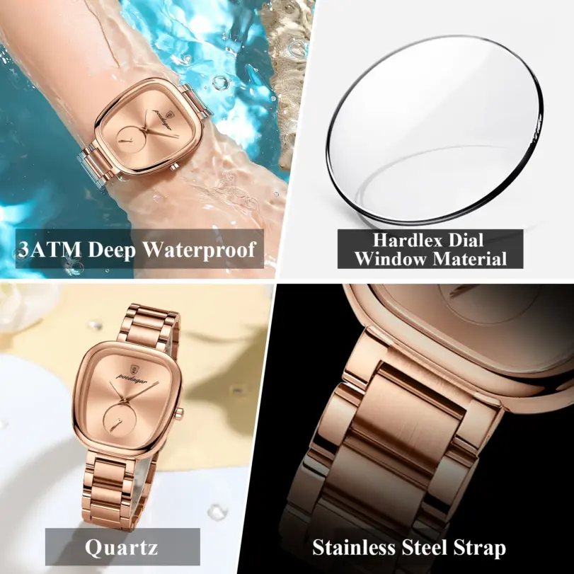 Reloj POEDAGAR elegante de lujo para mujer, Reloj de cuarzo de acero inoxidable resistente al agua para mujer, relojes informales de alta calidad para mujer 4
