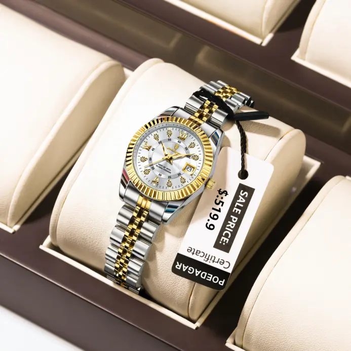 Reloj POEDAGAR de lujo para mujer, luminoso, resistente al agua, con fecha, reloj de acero inoxidable para mujer, relojes de cuarzo informales a la moda para mujer, regalo 2