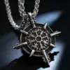 HNSP 316L Acero inoxidable vikingo runa brújula colgante collar de cadena para hombres joyería accesorios Vintage 1