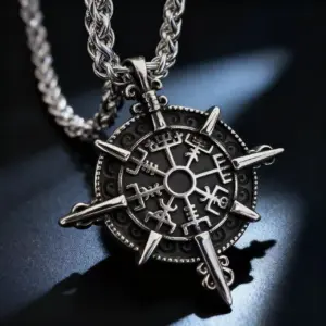 HNSP 316L Acero inoxidable vikingo runa brújula colgante collar de cadena para hombres joyería accesorios Vintage 1
