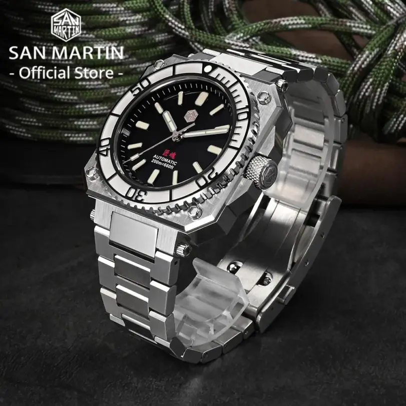 Reloj de Buceo para Hombre San Martin, Diseño Original Deportivo, 40 mm, SW200, Alta Calidad, Automático, Mecánico, Resistente al Agua 200 m, Luminoso, SN0010 2