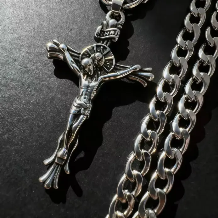 HNSP 316L Acero inoxidable Jesús Cruz colgante collar para hombres joyería accesorios regalos religiosos 1