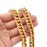 HNSP, collar de cadena de Color dorado con eslabones cubanos de acero inoxidable de 10MM para hombres, accesorios de joyería 4