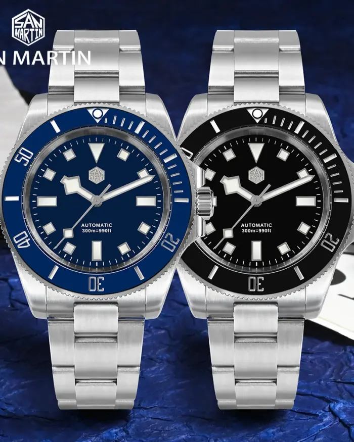 San Martin 40mm Acero inoxidable clásico hombres reloj de buceo Japón NH35 zafiro mecánico automático impermeable 300m SN0111 2
