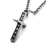 HNSP-collar con colgante de cruz de acero inoxidable 316L para hombre, estilo minimalista, accesorios de joyería, regalo 3