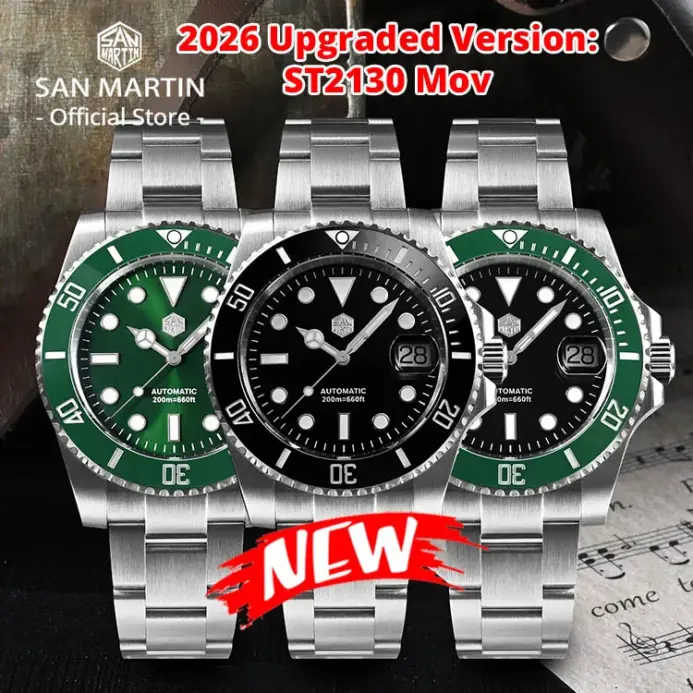 San Martin versión mejorada 40mm Water Ghost Diver reloj hombres relojes mecánicos automáticos de lujo zafiro impermeable 200m SN0017 2