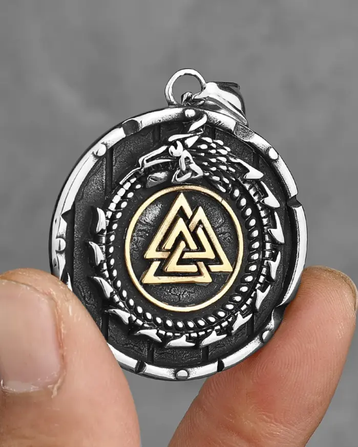 HNSP-collar de cadena con colgante de runas de dragón vikingo para hombre, accesorios de joyería de acero inoxidable 316L 2
