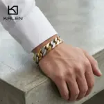 KALEN Pulsera de Cadena Cubana para Hombre de 18mm, Acero Inoxidable 316L, Joyería Hip-Hop Estilo Látigo de Caballo - KB41529-D 3