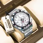 Reloj POEDAGAR militar de negocios para hombre, Reloj de pulsera con calendario luminoso resistente al agua para hombre, relojes de cuarzo de acero inoxidable para hombre, Reloj masculino 1