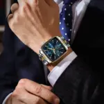 Reloj POEDAGAR a la moda para hombre, Reloj de pulsera luminoso resistente al agua con cronógrafo y fecha para hombre, Reloj cuadrado de cuarzo de acero inoxidable para hombre 6