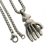HNSP-Colgante de acero inoxidable con forma de mano de calavera, estilo Punk gótico, con cadena de 60cm, collar para hombre, accesorios de joyería 2