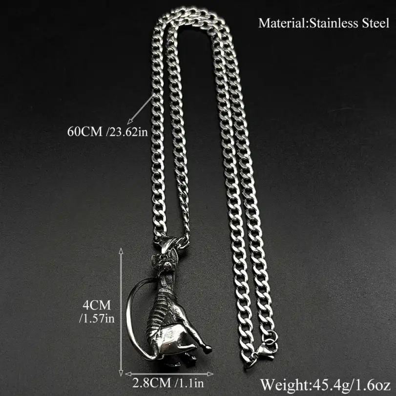 HNSP 316L Acero inoxidable esfinge gato colgante collar de cadena para hombres accesorios de joyería gótica 3