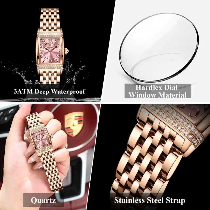 Reloj elegante POEDAGAR para mujer, de acero inoxidable, cuarzo, resistente al agua, reloj de alta calidad para damas, reloj casual para mujer. 4
