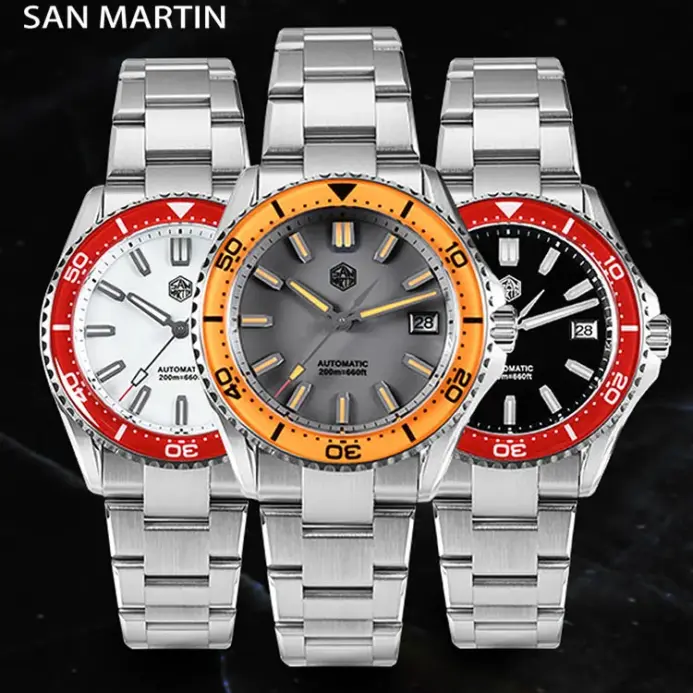 San Martin 2025 nuevo Esmalte Dial completamente luminoso 39mm reloj de buceo reloj de lujo para hombres NH35 mecánico automático impermeable 200m SN0129 2