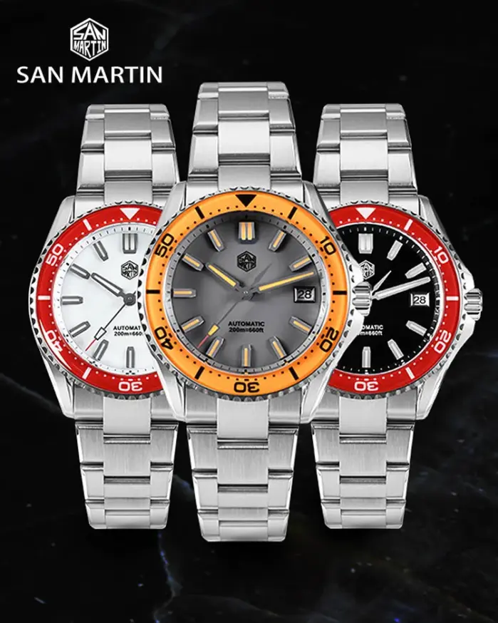 San Martin 2025 nuevo Esmalte Dial completamente luminoso 39mm reloj de buceo reloj de lujo para hombres NH35 mecánico automático impermeable 200m SN0129 2