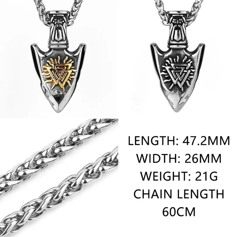 HNSP-collar con colgante de acero inoxidable 316L con nudo de Odín estilo vikingo para hombre, accesorios de joyería 5