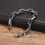 Pulseras bizantinas gruesas para hombre, pulsera de eslabones trenzados de acero inoxidable gris retro de 8 mm, regalo de joyería vintage para él y niño 4 Pulseras bizantinas gruesas para hombre, pulsera de eslabones trenzados de acero inoxidable gris retro de 8 mm, regalo de joyería vintage para él y niño 4