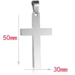 HNSP Collar con colgante de cruz de acero inoxidable 316L en blanco para grabar, accesorios de joyería religiosa de protección DIY 2