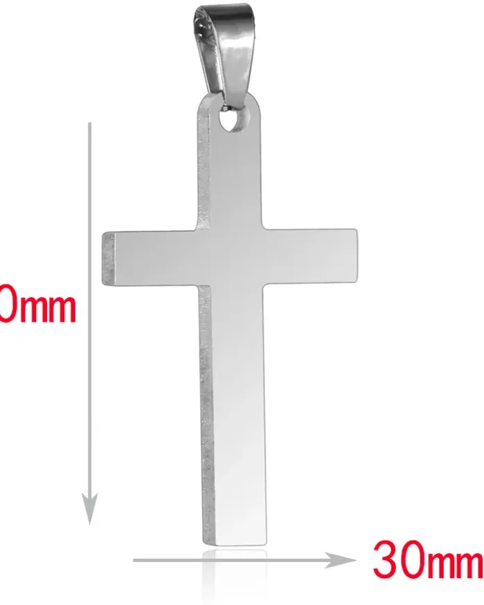 HNSP Collar con colgante de cruz de acero inoxidable 316L en blanco para grabar, accesorios de joyería religiosa de protección DIY 2