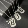 HNSP-collar con colgante de acero inoxidable 316L con iniciales para hombre, accesorios de joyería con nombre de 26 letras 1
