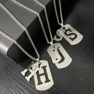 HNSP-collar con colgante de acero inoxidable 316L con iniciales para hombre, accesorios de joyería con nombre de 26 letras 1
