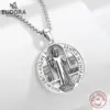 Original Plata de Ley 925 collar con medalla de San Benito Cruz amuleto colgante joyería religiosa regalo para hombre 1