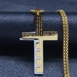 HNSP-collar con colgante de cruz de la Biblia para hombre, empalme de acero inoxidable, accesorios de joyería cristiana religiosa 1