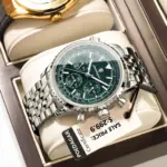 POEDAGAR, reloj militar de lujo para hombre, resistente al agua, luminoso, cronógrafo con fecha, reloj para hombre, relojes de cuarzo de acero inoxidable para negocios para hombre 1