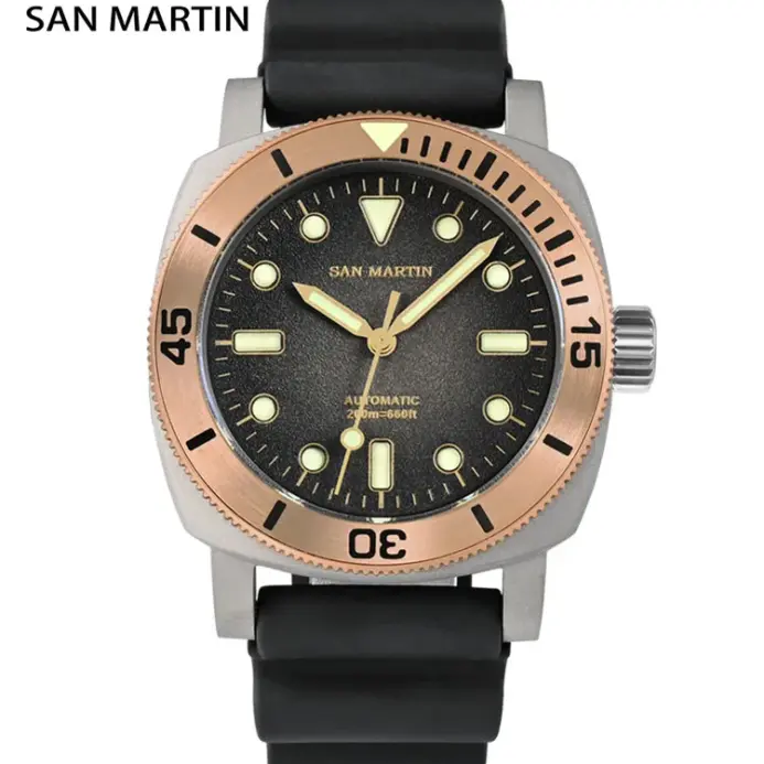 Reloj de buceo San Martin de 42mm Retro de titanio NH35 relojes mecánicos automáticos para hombres bisel de bronce zafiro luminoso resistente al agua 200m 1