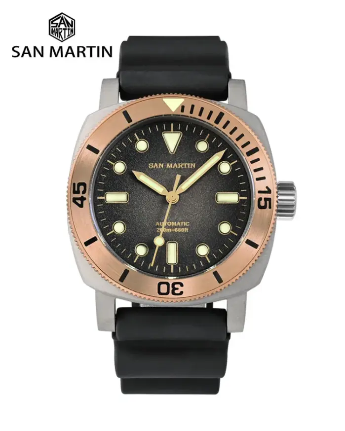 Reloj de buceo San Martin de 42mm Retro de titanio NH35 relojes mecánicos automáticos para hombres bisel de bronce zafiro luminoso resistente al agua 200m 1