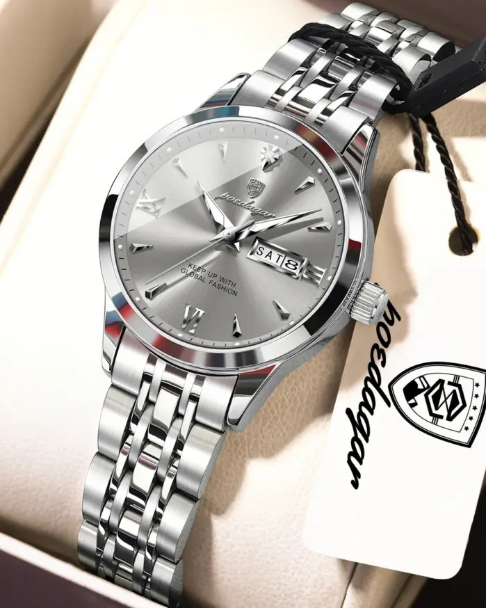 Reloj Original POEDAGAR para Mujer, Resistente al Agua, Luminoso, con Fecha y Día de la Semana, Reloj de Cuarzo de Acero Inoxidable para Mujer 1