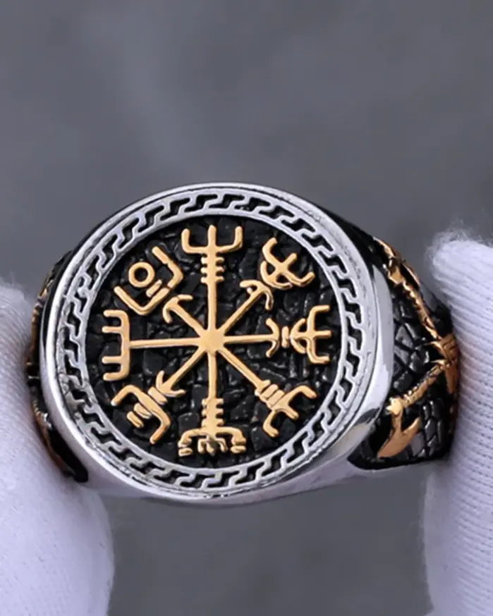 Anillo de runas vikingas de acero inoxidable HNSP 316L para hombre, anillo de tendencia nórdica, accesorios de joyería para dedo masculino 2