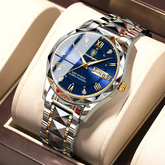 Reloj de pulsera POEDAGAR de lujo para hombre, reloj luminoso resistente al agua con fecha y semana para hombre, relojes de acero inoxidable para hombre, reloj deportivo de cuarzo para hombre 1